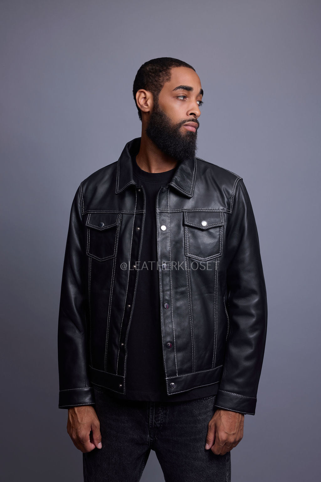 Men's Dylan Jacket Leather [Black/White]