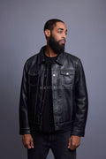 Men's Dylan Jacket Leather [Black/White]