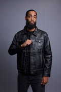 Men's Dylan Jacket Leather [Black/White]