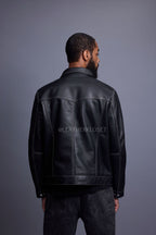 Men's Dylan Jacket Leather [Black/White]