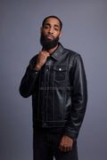 Men's Dylan Jacket Leather [Black/White]