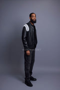 Men's Liam All-Leather Varsity Jacket [Black/White]