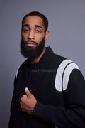 Men's Liam Wool And Leather Varsity Jacket [Black]
