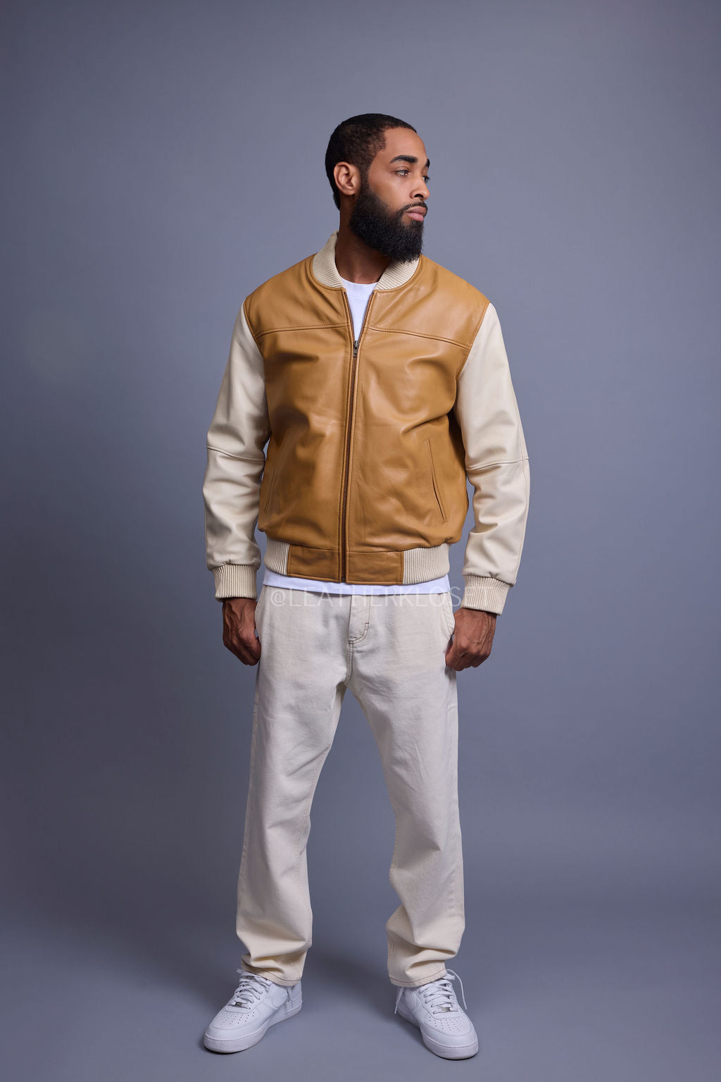 Men's Baseball Multi Color Jacket [Wheat/Beige]