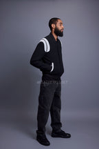 Men's Liam Wool And Leather Varsity Jacket [Black]