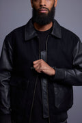 Men's Wool And Leather Pilot Jacket [Black]