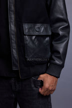 Men's Wool And Leather Pilot Jacket [Black]
