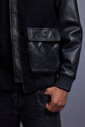 Men's Wool And Leather Pilot Jacket [Black]