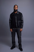 Men's Wool And Leather Pilot Jacket [Black]