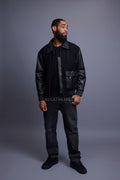 Men's Wool And Leather Pilot Jacket [Black]