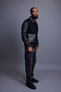 Men's Wool And Leather Pilot Jacket [Black]