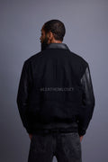 Men's Wool And Leather Pilot Jacket [Black]