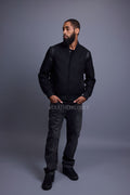 Men's Liam Wool And Leather Varsity Jacket [Black/Black]