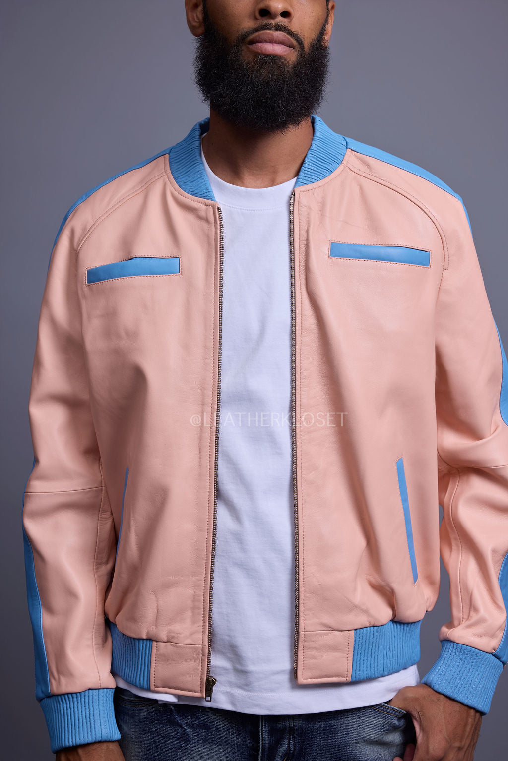 Men's Dear Summer Baseball Multi Color Jacket [Baby Pink/Baby Blue]