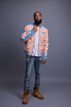 Men's Dear Summer Baseball Multi Color Jacket [Baby Pink/Baby Blue]