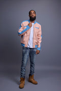 Men's Dear Summer Baseball Multi Color Jacket [Baby Pink/Baby Blue]