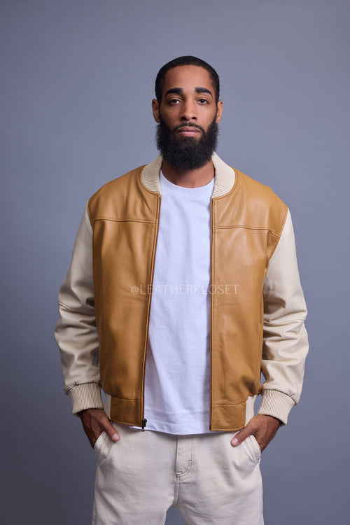 Men's Baseball Multi Color Jacket [Wheat/Beige]
