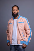 Men's Dear Summer Baseball Multi Color Jacket [Baby Pink/Baby Blue]