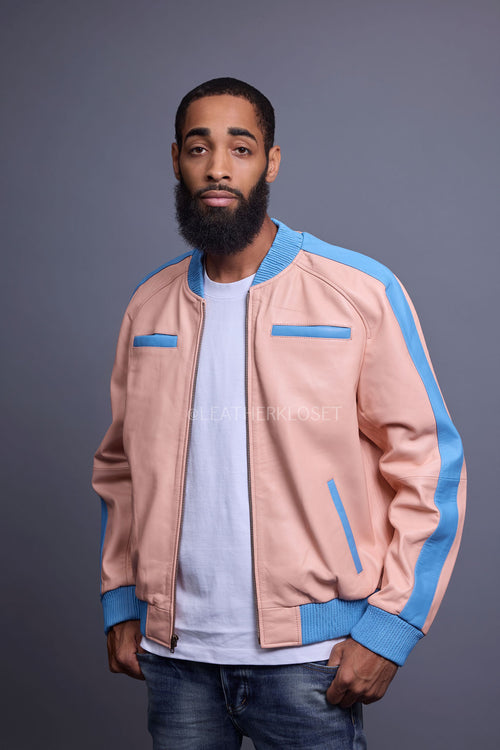 Men's Dear Summer Baseball Multi Color Jacket [Baby Pink/Baby Blue]