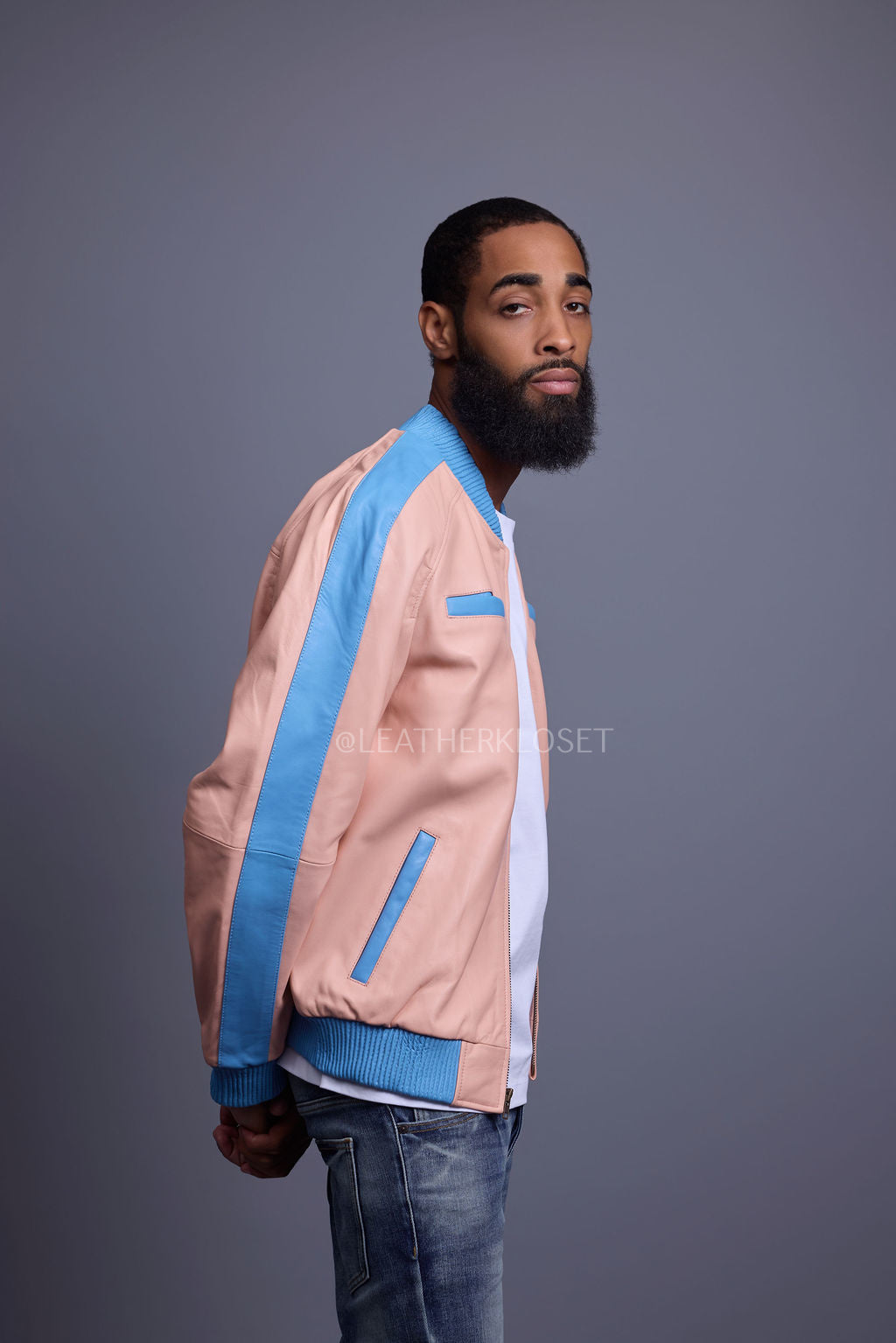 Men's Dear Summer Baseball Multi Color Jacket [Baby Pink/Baby Blue