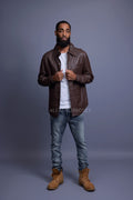 Men's Luka Leather Shirt [Chocolate Brown]