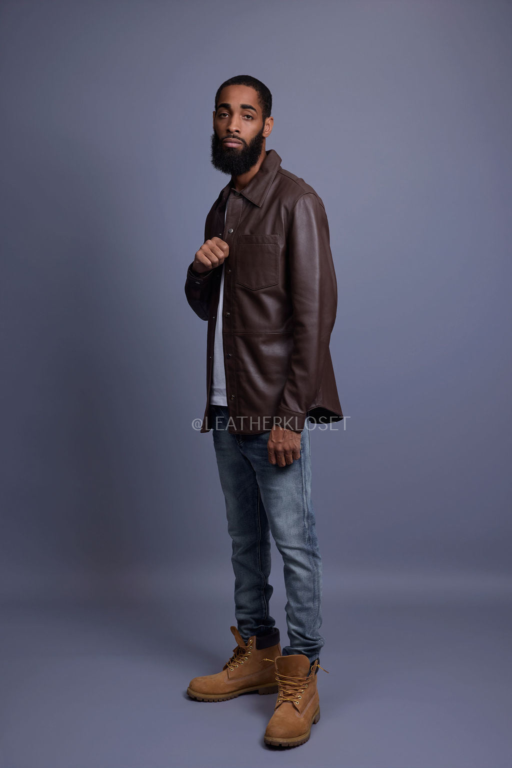 Men's Luka Leather Shirt [Chocolate Brown]