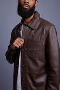 Men's Luka Leather Shirt [Chocolate Brown]