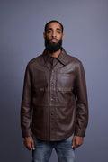 Men's Luka Leather Shirt [Chocolate Brown]