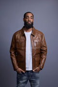 Men's Safari Leather Jacket [Toffee]