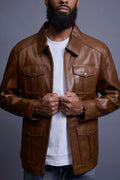 Men's Safari Leather Jacket [Toffee]