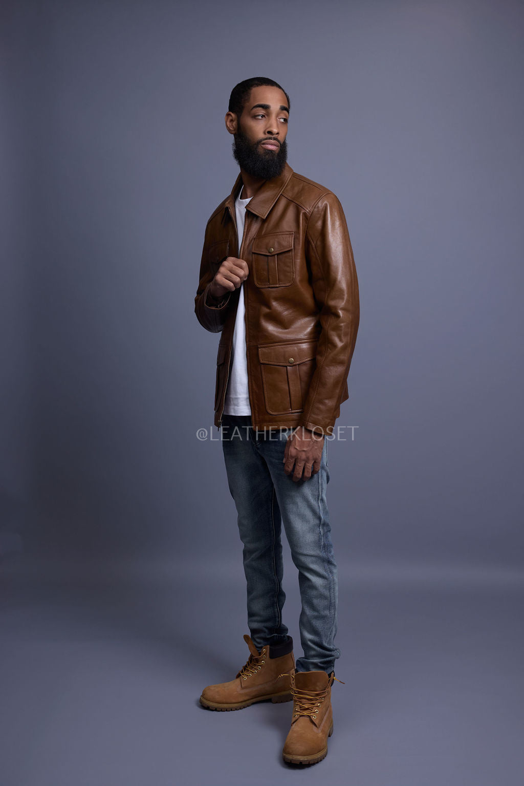 Men's Safari Leather Jacket [Toffee]