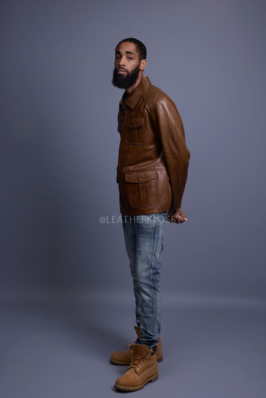 Men's Safari Leather Jacket [Toffee]