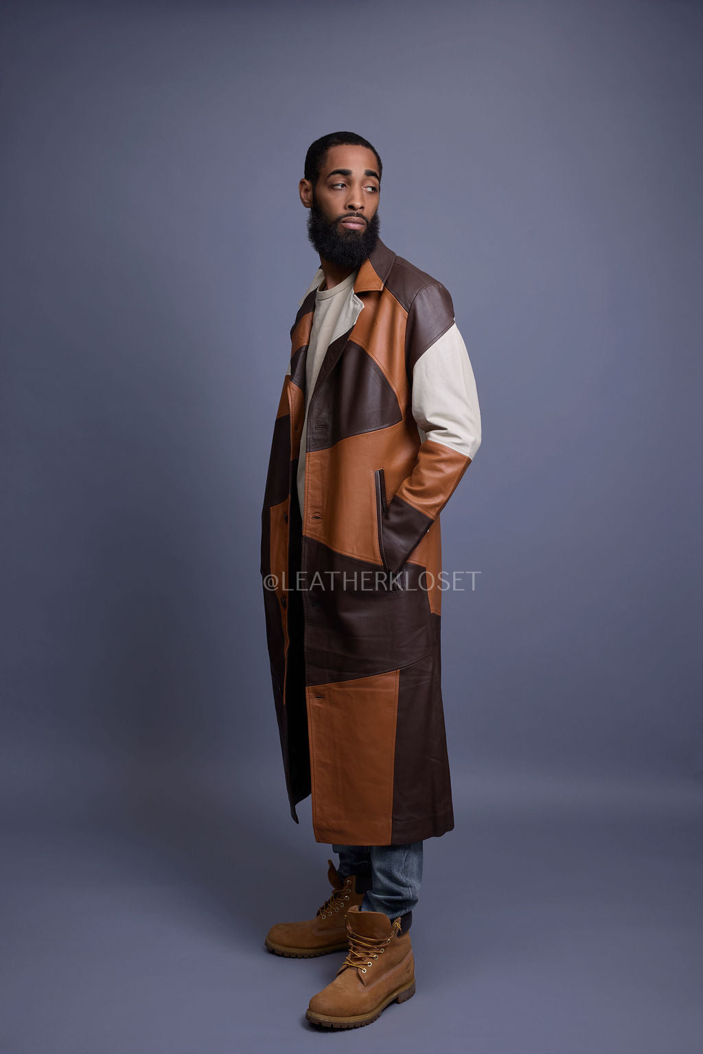 Men's Leather Unnameable Trench Coat [Multi]