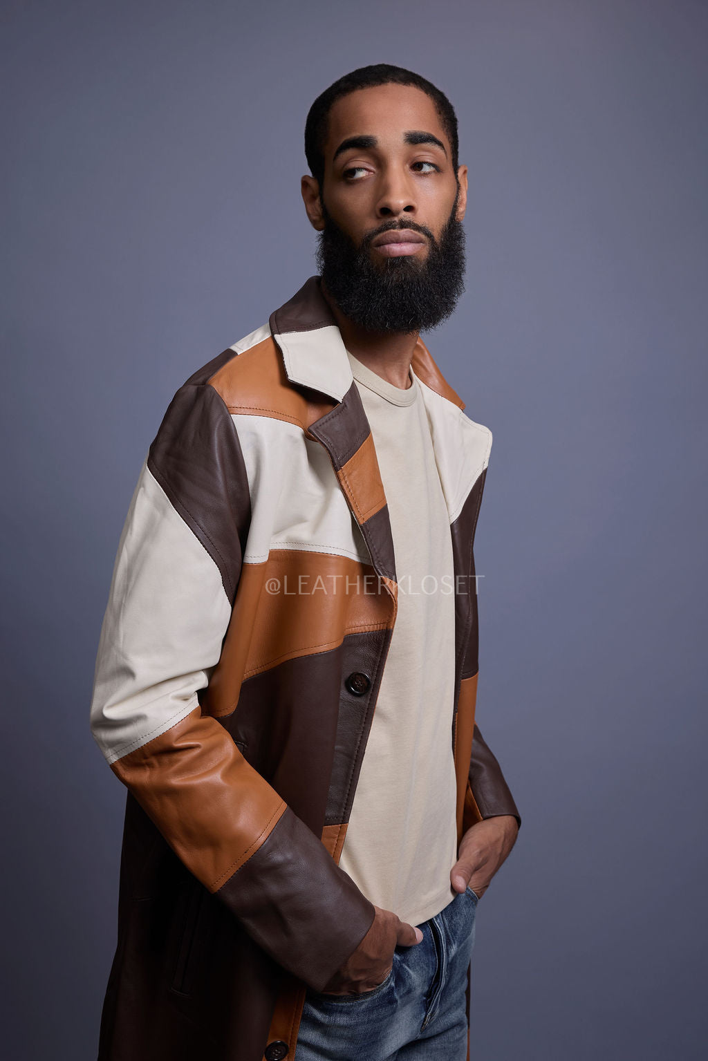 Men's Leather Unnameable Trench Coat [Multi]