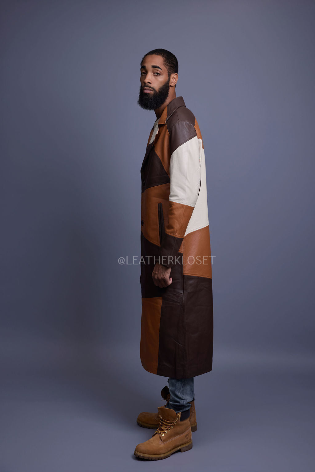 Men's Leather Unnameable Trench Coat [Multi]