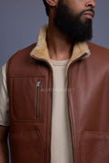 Men's Don Reversible Shearling Vest [Tan]