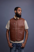 Men's Don Reversible Shearling Vest [Tan]
