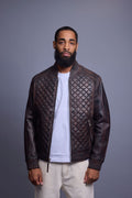 Men's Lucas Quilted Leather Bomber Jacket [Copper]