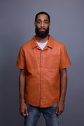 Men's Summer In Miami Luka Leather Short Sleeve Shirt [Orange]