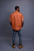 Men's Summer In Miami Luka Leather Short Sleeve Shirt [Orange]