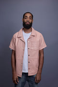 Men's Summer In Miami Luka Leather Short Sleeve Shirt [Baby Pink]