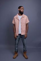 Men's Summer In Miami Luka Leather Short Sleeve Shirt [Baby Pink]