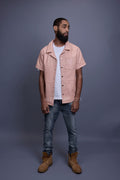 Men's Summer In Miami Luka Leather Short Sleeve Shirt [Baby Pink]