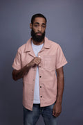 Men's Summer In Miami Luka Leather Short Sleeve Shirt [Baby Pink]