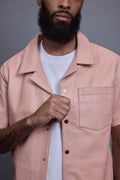 Men's Summer In Miami Luka Leather Short Sleeve Shirt [Baby Pink]