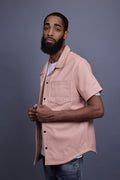 Men's Summer In Miami Luka Leather Short Sleeve Shirt [Baby Pink]