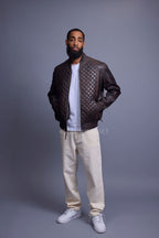 Men's Lucas Quilted Leather Bomber Jacket [Copper]