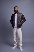 Men's Lucas Quilted Leather Bomber Jacket [Copper]