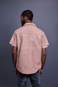 Men's Summer In Miami Luka Leather Short Sleeve Shirt [Baby Pink]