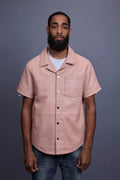 Men's Summer In Miami Luka Leather Short Sleeve Shirt [Baby Pink]